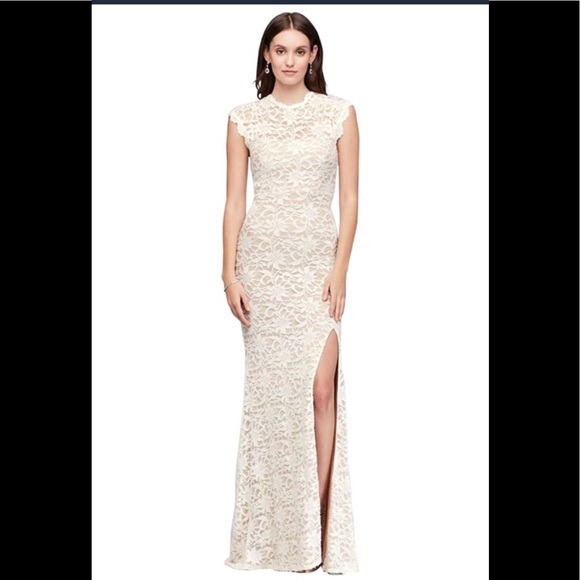 David's Bridal Dresses & Skirts - 🌺David's Bridal,High-Neck Lace backout ivory/nude
